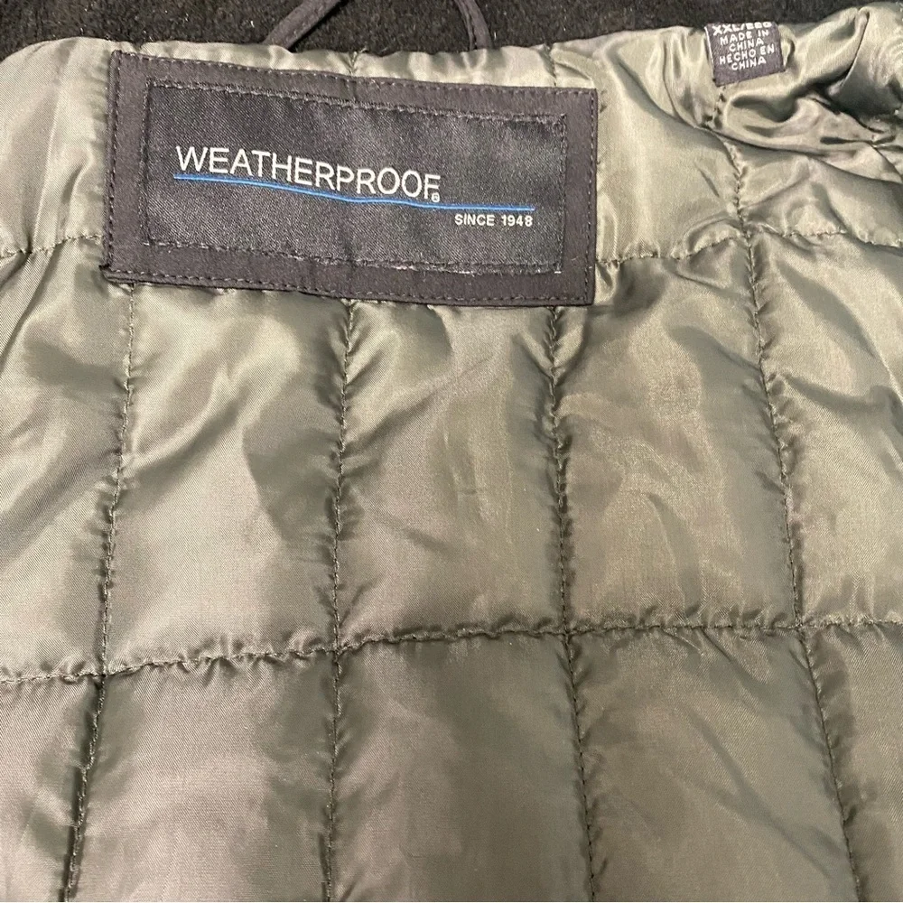 Weatherproof Mens Outerwear Black Quilted‎ Lining Removable Hood Pockets XXL